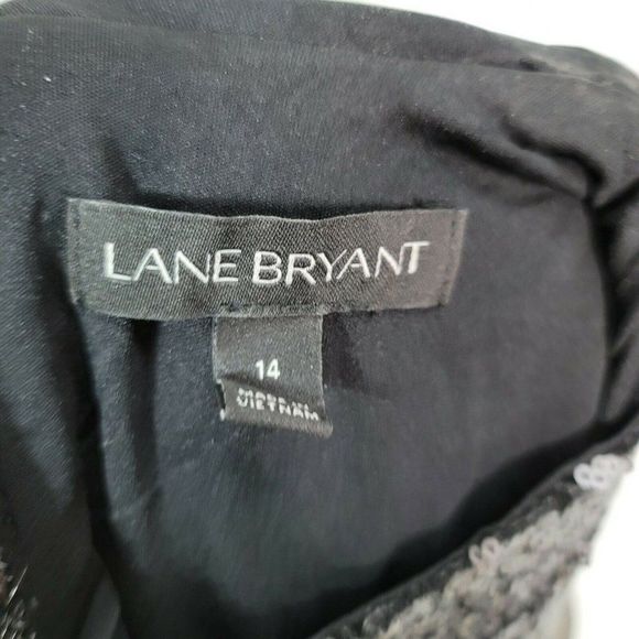 Lane Bryant Plus Size 14‎ Cocktail Party Black Sequin Mock Neck Long Sleeve Top - Picture 8 of 9